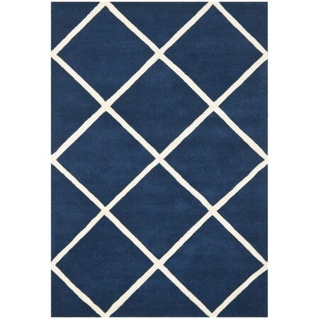 Safavieh Chatham Hand Tufted Runner Rug- Dark Blue - Ivory- 2 ft. 3 in. x 5 ft. CHT720C-25